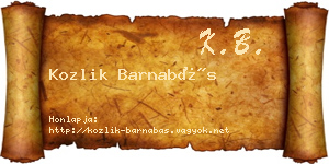 Kozlik Barnabás névjegykártya